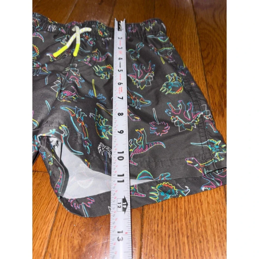 Cat‎ & Jack Boys Neon Dinosaur Swim Trunks Gray Size S 6/7 Board Shorts